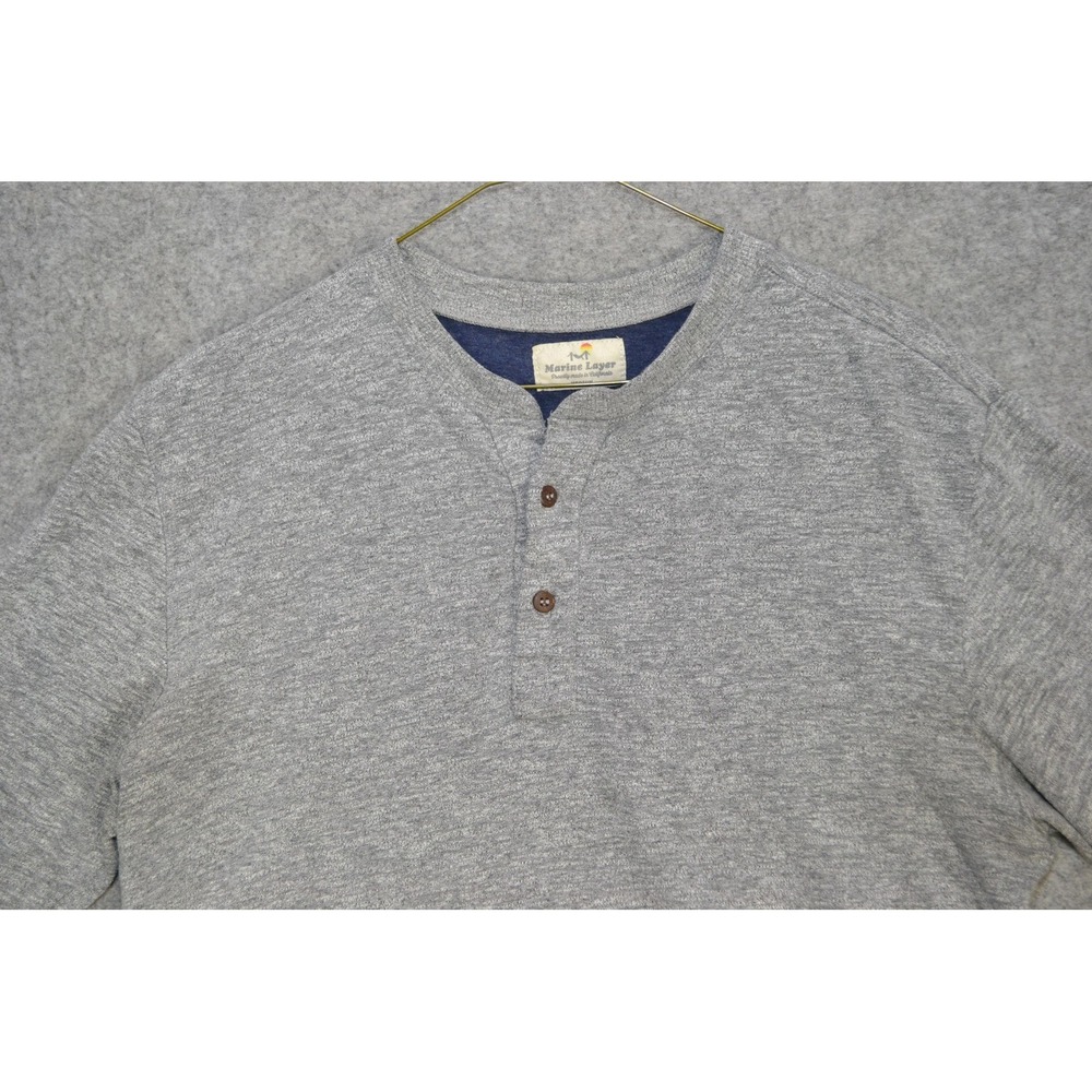 Marine Layer Shirt Mens Medium Gray Long Sleeve Henley Cotton Blend Made USA - Picture 4 of 16
